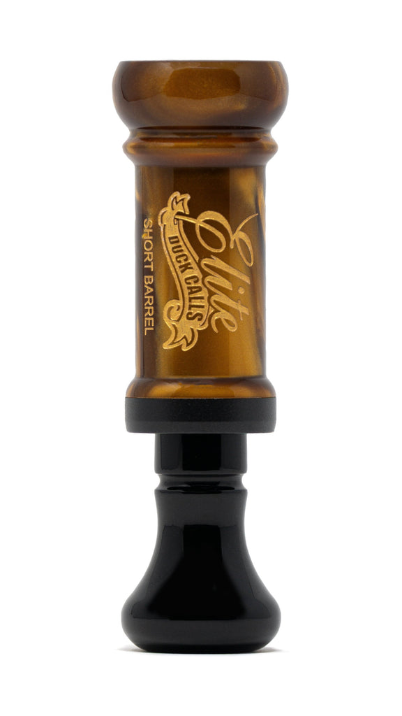 Elite Duck Calls Short Barrel Butcher Cutdown Brown Pearl and Black Acrylic Duck Call