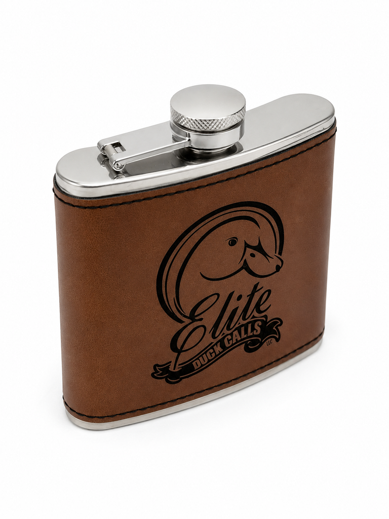 Leather-Wrapped Hip Flask - Brown