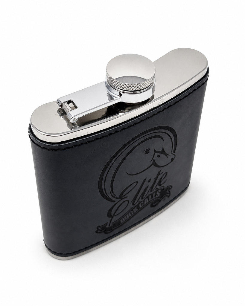 Leather-Wrapped Hip Flask - Black