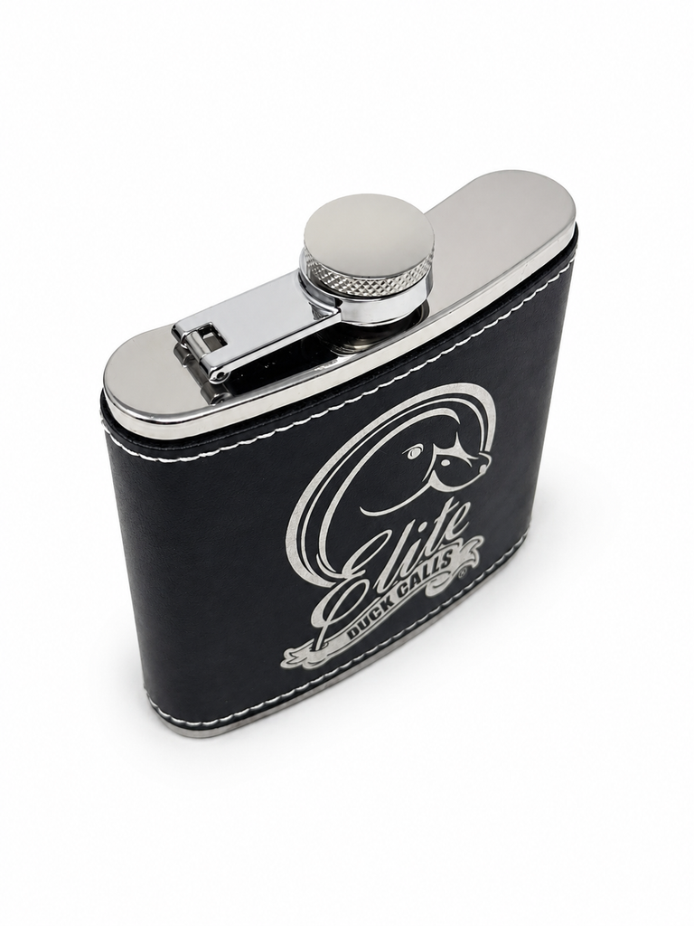 Leather-Wrapped Hip Flask - Black & White