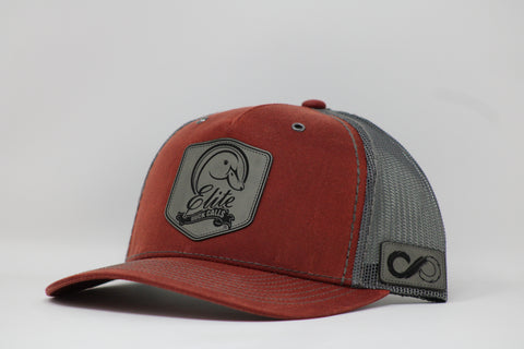 Elite Patch Waxed Burnt Red / Charcoal Mesh Richardson