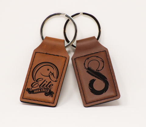 Leather Keychain Brown/Black Logo