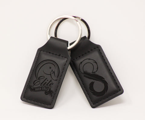 Leather Keychain Black/Black Logo