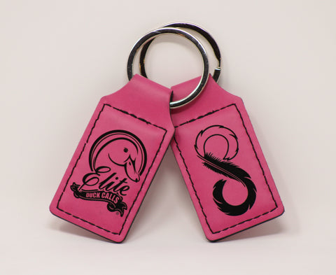 Leather Keychain Pink/Black Logo